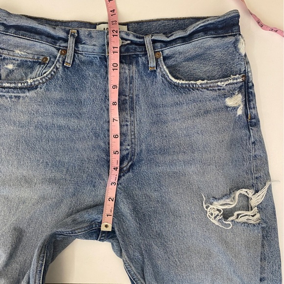 AGOLDE || 90's Mid Rise Loose in Isolate Distressed Straight Leg Jeans 29 - Picture 8 of 9